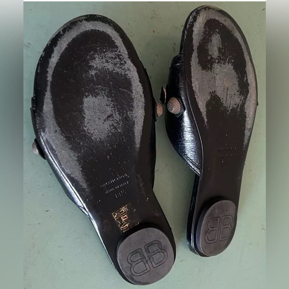 Balenciaga’s Women’s Cagole Arena Slip On Studded Sandals Shoes 38.5 - Picture 3 of 7